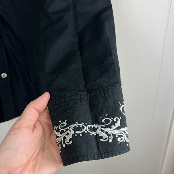 El General Mens Black Button Down Shirt Embroidered Crest Military Long Sleeve M - Picture 5 of 10